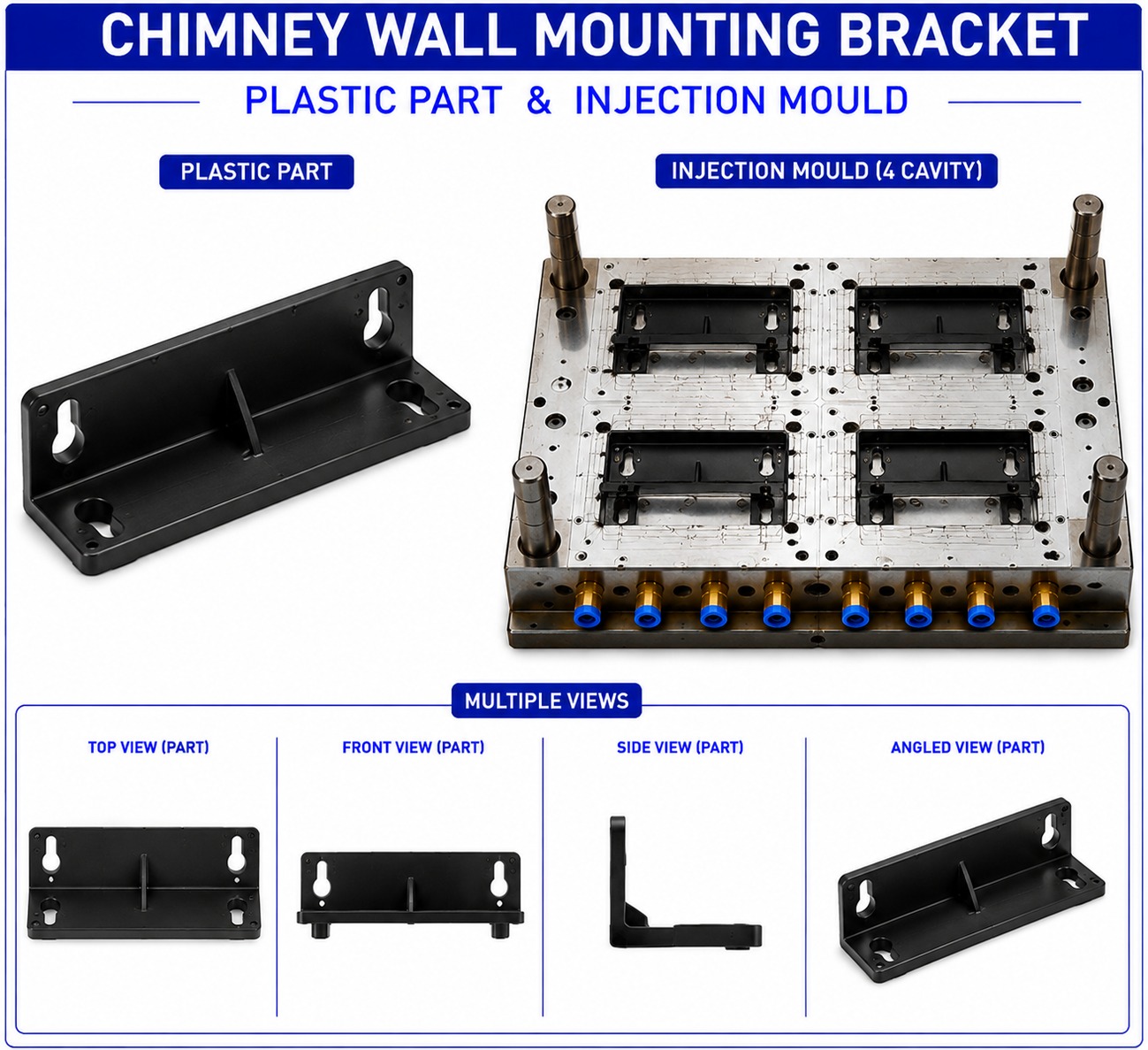 Chimney Plastic Wall Mounting Bracket Mould and Moulding Service